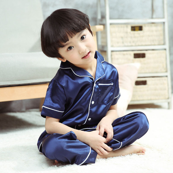 Children Pajamas Girl Home Furnishing Serve Suit A Summer Real Silk Satin Girl Pajamas Air Conditioner Serve Parenting Dress