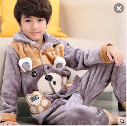 Children pajamas baby thickening children home suit coral velvet autumn and winter thickening boys boys cartoon boy