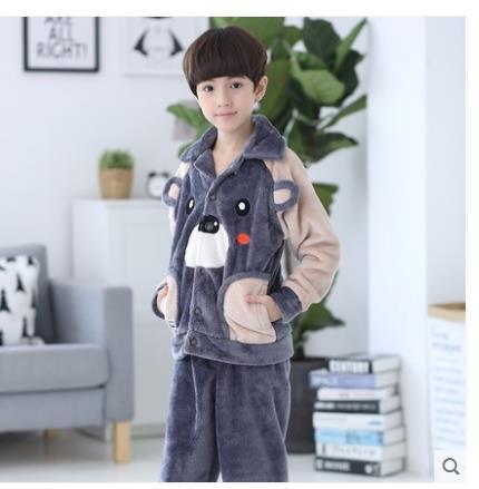 Children pajamas flannel, winter and winter thickening big boy winter warm coral fleece boy home wear
