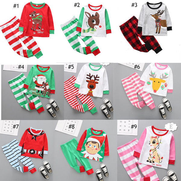 27 Colors Boys Girls Christmas Long Sleeves Pajamas Carrton Pattern Baby Clothes Casual Clothes Kids New Fashion Set The Little Baby Cloth