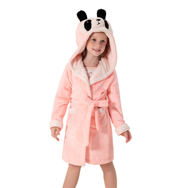 KAMIWA Baby Girls Winter Pajamas Coral Velvet Robes Hooded Sleepwear Girls Clothes Bathrobe Kids Clothes Children's Clothing