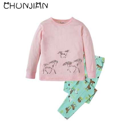 baby animal style pijamas kids horse pajamas children clothing sets girls 100% cotton sleepwear child nightwear