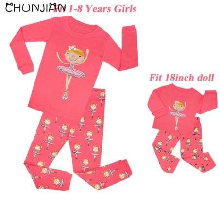 girls princess pajamas kids dance sleepwear children long sleeve pijamas baby pyjamas for doll clothing set for 2-8T