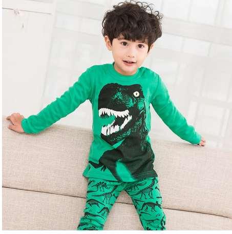 ZFBOZS Autumn Baby Boys Sleepwear Pajama Sets 100 % Cotton Dinosaur Printed t-shirt+pants 2pcs Bebes Children's Clothing