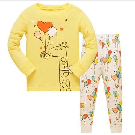 kids pajamas sets Baby Girls 100% cotton Sleepwear pijamas girls cartoon long sleeve T-shirt+Pants size 3-8