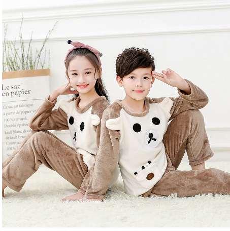 Winter Children Fleece Pajamas Thicken Warm Flannel Sleepwear Girls Loungewear Coral Fleece Kids Pijamas Home Pyjama Sets Gift