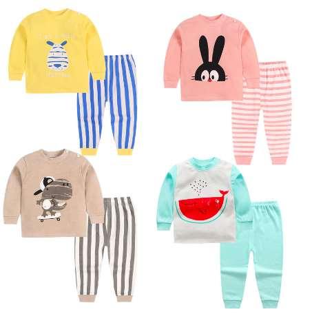Brand New Pyjamas Baby Boys Sleepwear Kids 100% Cotton Long Sleeve Fashion Cartoon Panda Pajamas For Girls