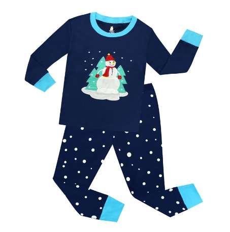 100 Cotton Long Sleeve Navy Blue Snowman Boys Christmas Pajamas Children Xmas Pajama Sets Boys Pijamas Pyjamas Kids Boys Clothes