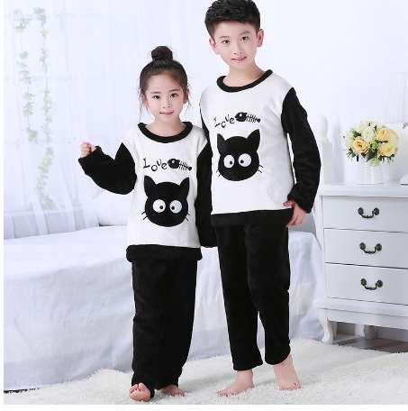 new Winter Children Fleece Pajamas Warm Flannel Sleepwear Girls Loungewear Coral Fleece Kids pijamas Homewear Boys Pyjama