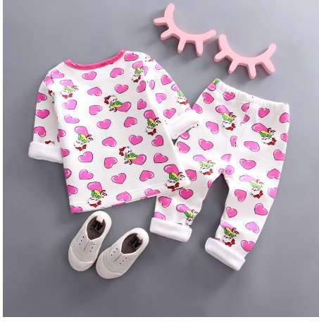 BibiCola autumn girls clothing sets cartoon thicken pajamas children girls casual velvet sleepwear warm homewear outfits