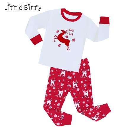 Spring Autumn Baby Girls Reindeer Christmas Pajamas Xmas Pajama Sets for Girls Kids Cotton Pyjamas Pijamas Kids Reindeer Pajamas