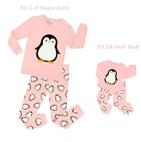 Children Clothes Kids Clothing Girls Penguin Pajamas Sets With Doll Pajamas Baby Unicorn Sleepwear Princess Pyjamas