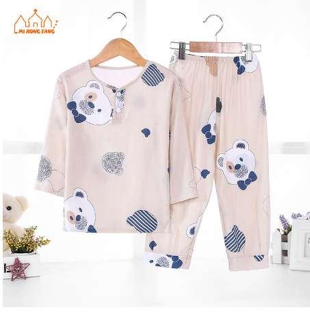 Boys Pajamas Sets Summer Long Sleeve 6 8 10 12 Years Animal Cartoon Bear Teenagers Kids Pyjamas Children Sleepwear Clothes Sets
