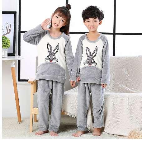flannel pajamas suit for kids 2018 autum winter Coral fleece children pijamas sets boys and girls cute sleepwear baby lounge set