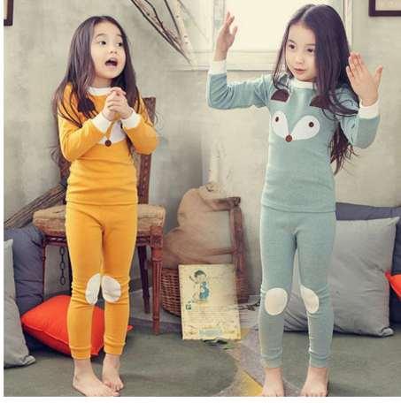 2-10 y children pure cotton pajama sets pyjama kids girls sleepwear cartoon fox pajamas kids girls sets home clothes
