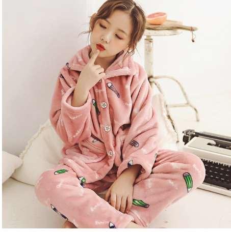 Autumn kids Thick flannel pajamas children cute sleepwear sets unisex long sleeve girls pajama sets 4-9t