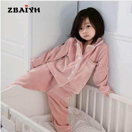 New Unisex Pajama infantil Sets Winter Warm Flannel Sleepwear boy Baby Girl Pajamas kids Bathrobe Homewear 2 Piece For 2-6 Age