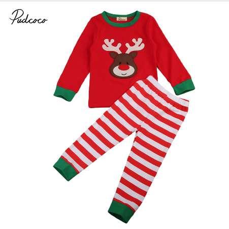 pudcoco Kids Pajama Sets High quality Christmas Pajamas 2-7Y Baby Boys Girls Clothes Milu Deer Children Clothing Sets