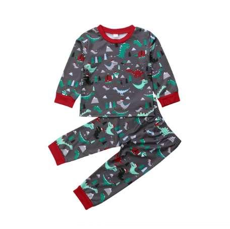 Kids Baby Girl Boy Christmas Dinosaur Tops T shirt Pants Leggings Outfit Clothes