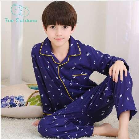 Zoe Saldana Boy's Pajamas Sets 2018 New Autumn Cartoon Dogs Printed Home-Wear Teenager Boys Home 2Pcs Long Sleeve Soft Sleepwear