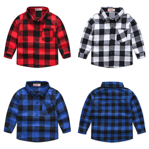Kids Boys Plaid Shirts Toddler Baby Classic Cotton Long Sleeve Tops Kids Designer Clothes Boy Casual Wear Teens Leisure Outfits 06