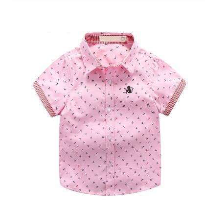 Kids Boys Shirts Summer 2018 Casual Short Sleeve Anchor Print School Shirts For Boys 3-6 Year New Children Clothing