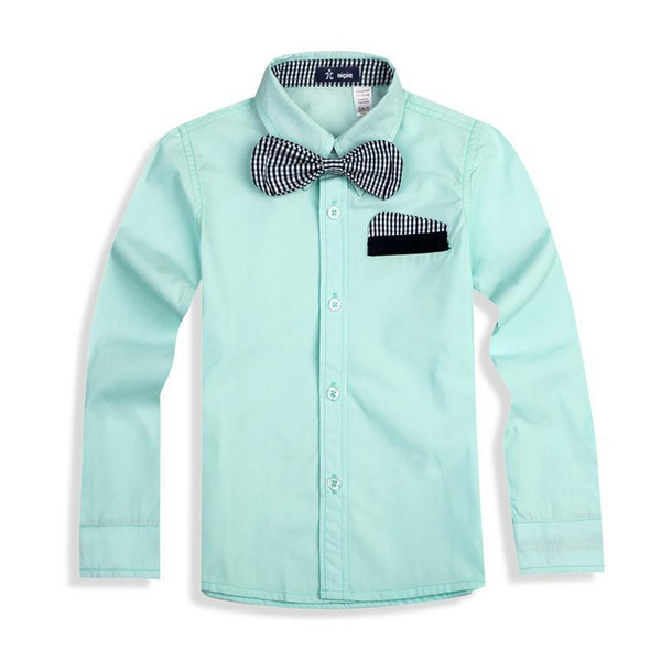 Boys shirt new children's clothing long-sleeved spring autumn casual cotton student green shirt holiday gifts 2-8 kids clothes