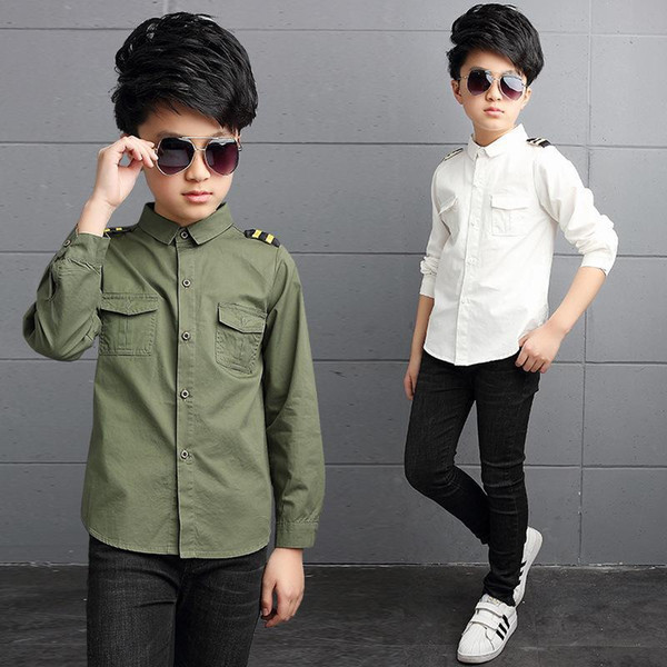 Children's clothing boys shirt spring and autumn long sleeve lapel kids clothes 100% cotton casual boys clothes