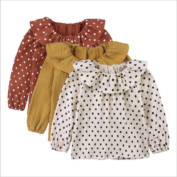 Baby Clothes Girls Polka Dot Shirts Kids Summer T Shirt Child Cotton Linen Blouse Fashion Casual Tops Long Sleeve Tees Designer Clothes 4842