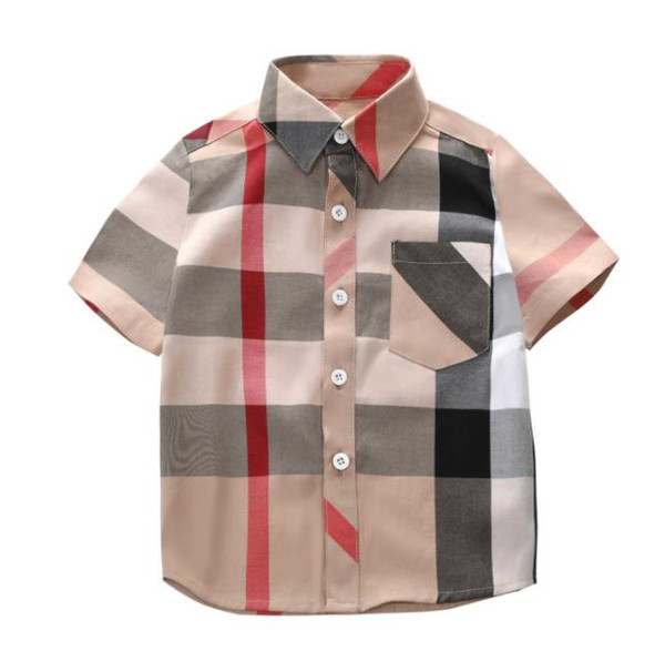 boys shirt 2020 summer classic plaid England styles lapel collar short sleeve high quality cotton boys plaid shirt Children clothing summer