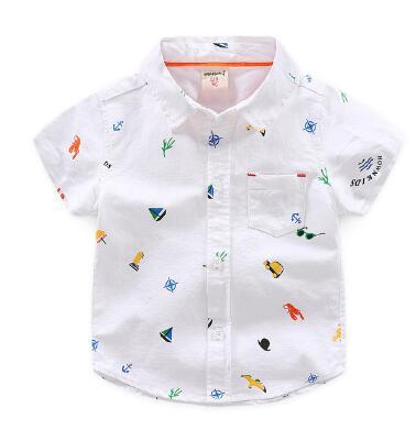 Boys Cartoon Print Shirt Summer High Quality Cotton Soft Short Sleeve Kids Baby Boy Shirt For Children Clothes