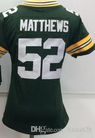 WomMen Green Bay 12 52 Jersey Girls GB Shirts Embroidery and 100% stitched 2020 Vapor Limited American Football Jerseys