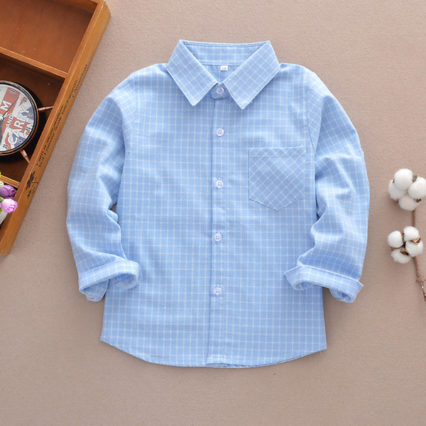 Autumn Boys Shirt Fashion New Turn-down Boys Plaid Shirts Long Sleeve Cotton Kids Boys Clothes