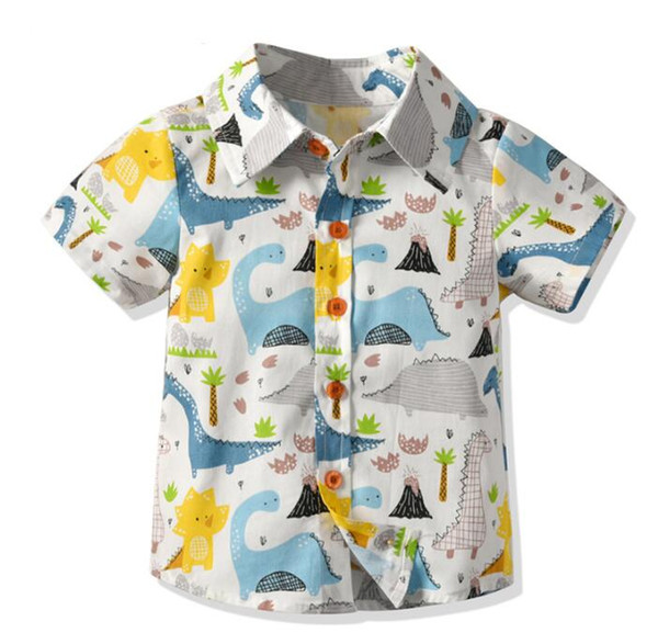 Baby Boys Shirts Short Sleeve Summer 2019 Cartoon Shirt For Boy Dinosaur Print Children Shirt Toddler Boy Child Clothes 1-6 Year