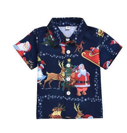 Baby Boy Clothes Short Sleeve Shirt for Christmas Clothes Cartoon Print Shirts Kids Tops Casual Blouse Baby Boy Shirts