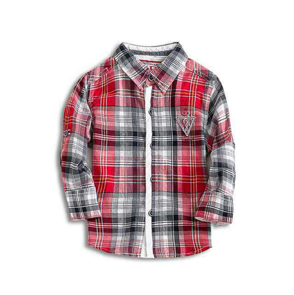 2 -10 year Brand Baby Boys long sleeves shirt red grid kids autumn shirt pure cotton Children's clothes