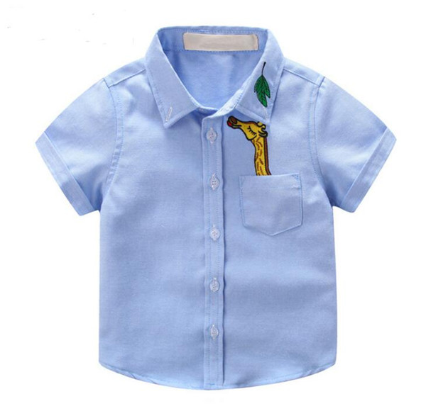 Baby Boy Shirt Summer 2018 Fashion Cartoon Giraffe Toddler Boys Shirts For Kids Short Sleeve Children Clothing