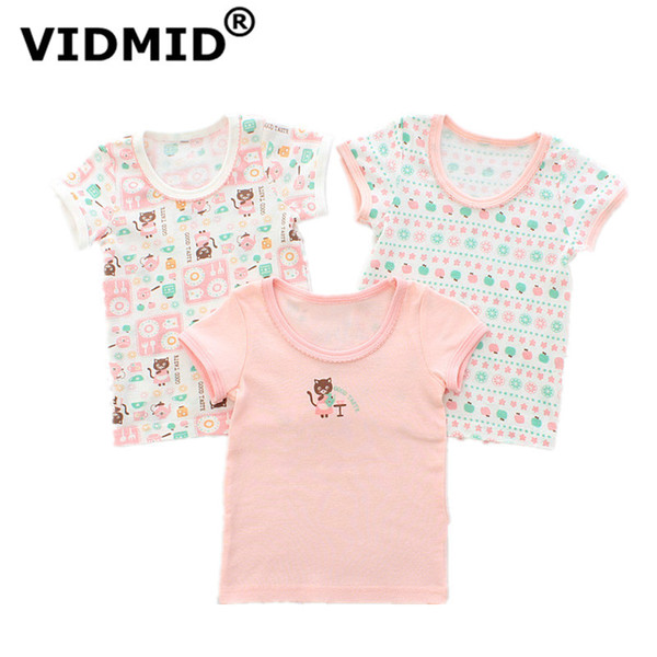 VIDMID Children's T-shirts for Girls Kids t-shirts Girls Children Clothing cartoon bear Short Sleeve Girls T-shirts tops 4003 T200225