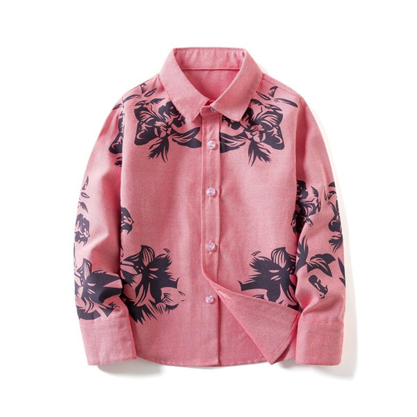 Spring 2018 Children Clothing Korean Long Sleeve Floral Boys Shirts White Tops School Blouse Kids Teens Clothes For 10 Years