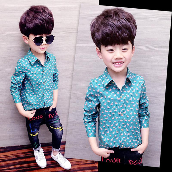 Boys shirt children's clothing long-sleeved cotton spring and autumn new cartoon 2-10 baby clothes