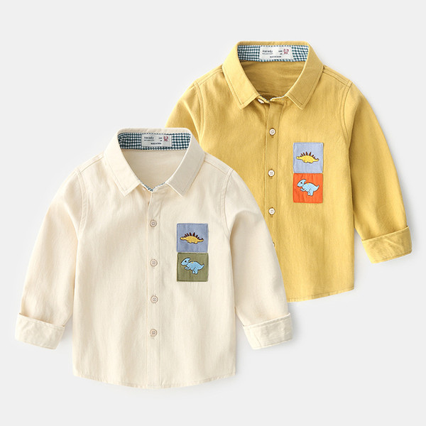 2020 spring summer New Arrival Enfant Boys Shirts Cotton Children Clothes Long Sleeve Cartoon patch Kids Blouses Boy Shirt 1-6y