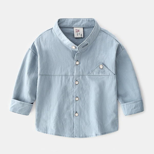 2020 spring British style New Arrival Enfant Boys Shirts Cotton Children Clothes Long Sleeve Stand collar Kids Blouses Shirt 1-6