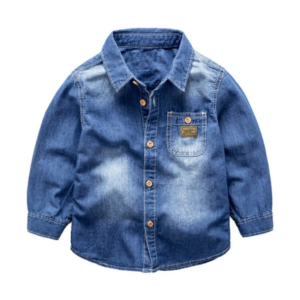 New Spring Autumn Long Sleeve Boys Shirts Blouses Breathable Denim Kids Children Solid Casual Children Clothing Boy Shirts