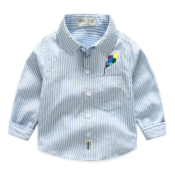 Baby Boys Striped Shirts Spring New Style Children's Clothing Popular Lapel Striped Clothes Long-sleeved Shirts 2-7Y