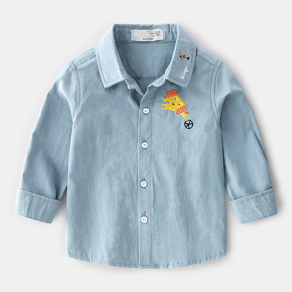 2020 spring summer New Arrival Enfant Boys Shirts Cotton Children Clothes Long Sleeve Cartoon embroidery Kids Blouses Shirt 1-6y