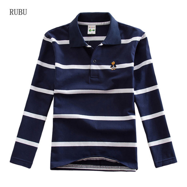 Teen Boys 3Y-16Y Shirt Kids Spring Autumn Fashion Long Sleeve Striped Cotton T-shirt Children Boys Tee Tops 14 16 T200225