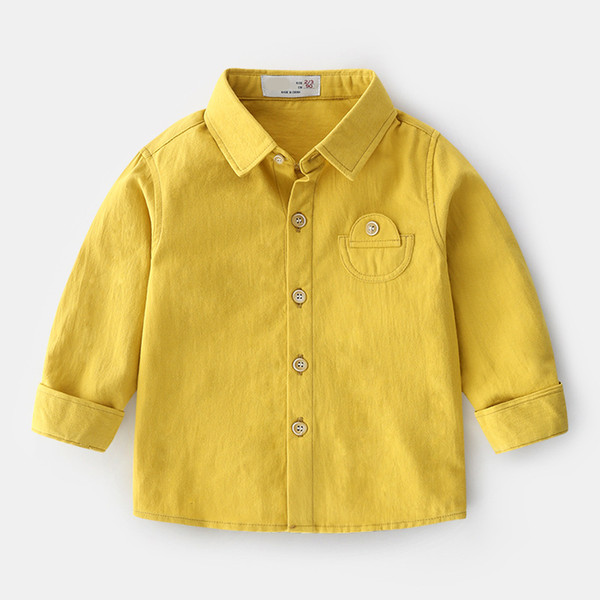 2020 spring New European American style Enfant Boys Shirts Cotton Children Clothes Long Sleeve Solid Kids Blouses Boy Shirt 1-6y