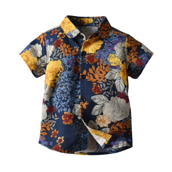 Fashion Summer Kids Clothes Boys Shirt Short Sleeve Baby Boy Shirt Floral Print Boy Shirts For Children Tops