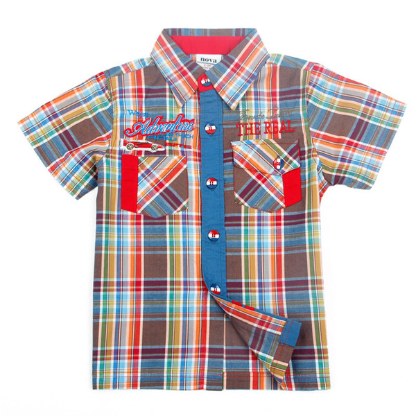 Boys t-shirts 2017 new children clothing nova kids clothing with pockets fashion plaid summer bobo choses boys t shirts