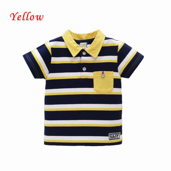 2018 Little Q New arrival polo t shirt baby short striped for boys tops pure cotton children summer clothing Girls Tee